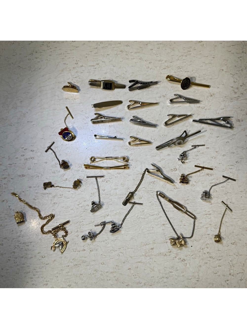 Vintage Mens Jewelry Lot 29pc Cufflinks Tie Tacks Pins Gold Silver Tone Estate